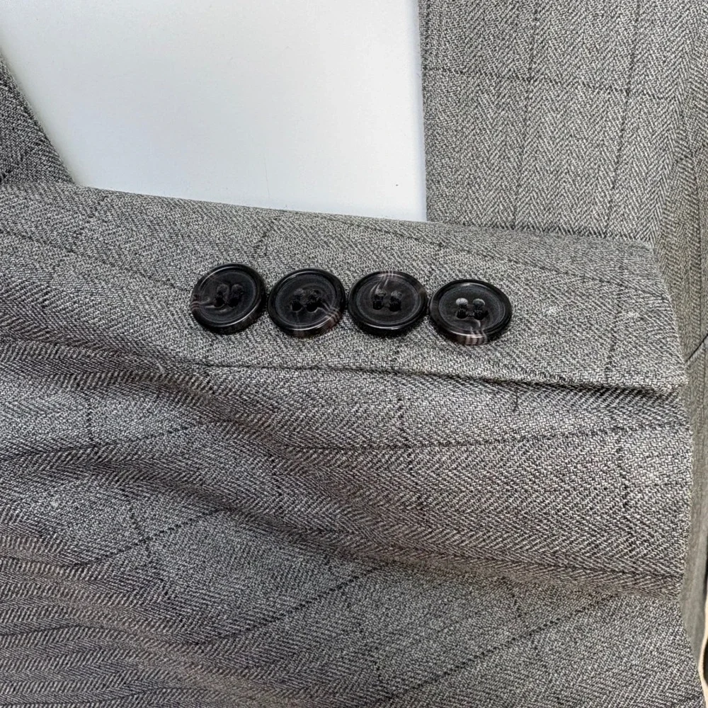 Lauren Ralph Lauren Blazer 46S Grey Silk Wool Windowpane Sport Coat Lightweight